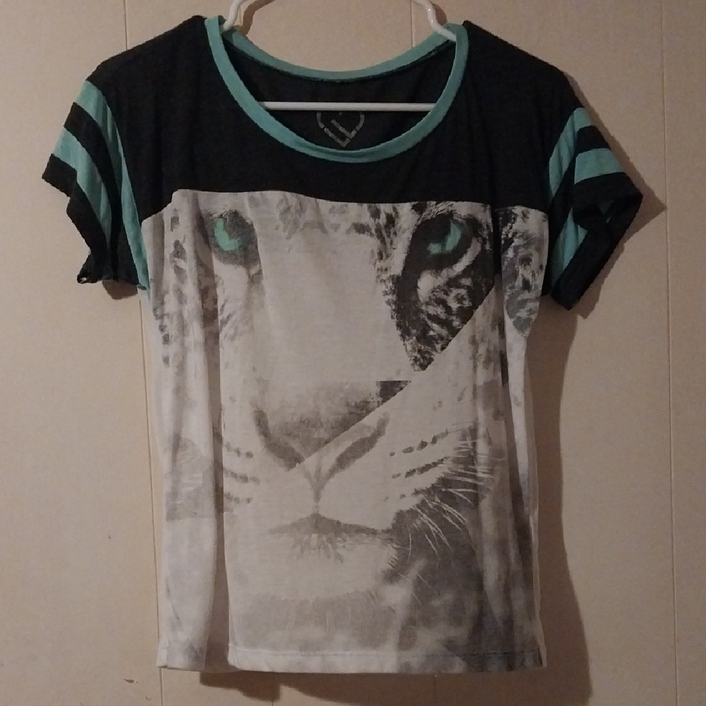 Aeropostale Tiger Tee with Striped Sleeves